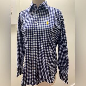 Ralph Lauren Men’s Blue and White Slim Fit Button Down Shirt - Medium